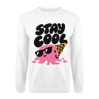 Stay Cool – Eiscreme mit Sonnenbrille - Unisex Pullover - Weiß - Vorne - Alina (178cm) & Michal (187cm)