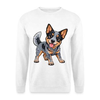 Australian Cattle Dog Kawaii Style – Hund - Unisex Pullover - Weiß - Vorne - Alina (178cm) & Michal (187cm)
