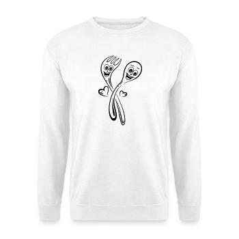 Löffel und Gabel mit Herzen. - Unisex Pullover - Weiß - Vorne