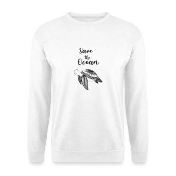 Slogan Save the Ocean avec la tortue - Sweat-shirt Unisexe - blanc - Devant