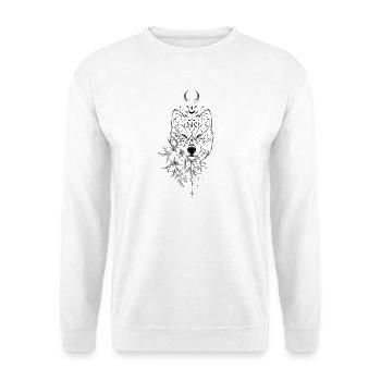 Wolf dekoratives florales Mandala - Unisex Pullover - Weiß - Vorne