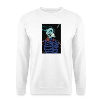 Flammendes Skelett im Umhang - Unisex Pullover - Weiß - Vorne
