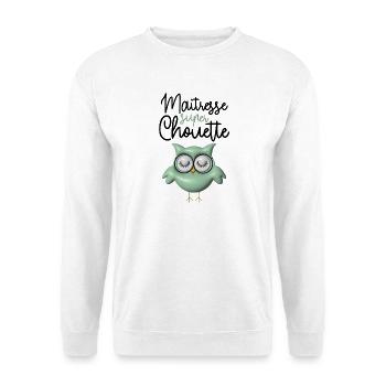 Maîtresse super chouette verte 3D - Sweat-shirt Unisexe - blanc - Devant