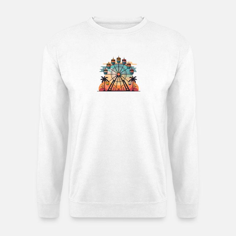 Sunset Ferris Wheel Travel Vibe - Unisex Pullover - Weiß