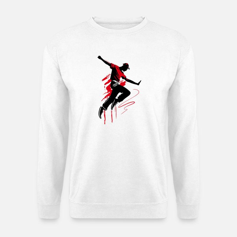 Breakdancer Dancer Silhouette in Red Black - Unisex Sweatshirt - white