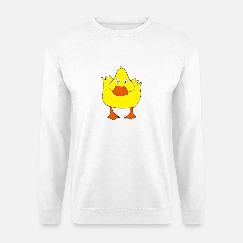 Gelbe Cartoonente - Unisex Pullover - Weiß