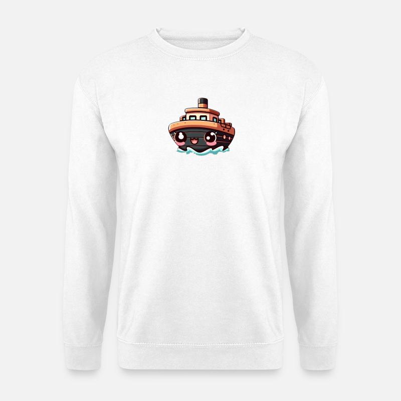 Fröhliches Schiff mit Augen - Unisex Pullover - Weiß