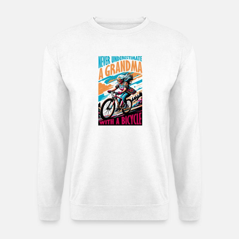 Lebendiges Grandma Bicycle Adventure Design - Unisex Pullover - Weiß