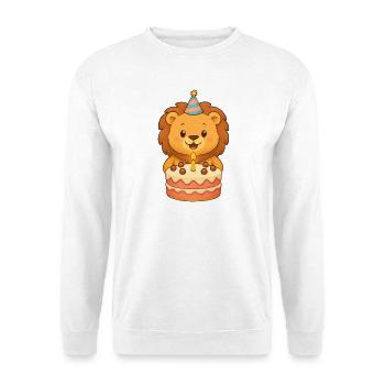Lion avec gâteau d’anniversaire - Sweat-shirt Unisexe - blanc - Devant