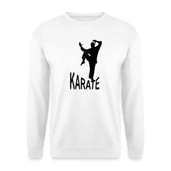 Karate Silhouette – Kiai-Pose | Minimal Dojo Desig - Unisex Pullover - Weiß - Vorne
