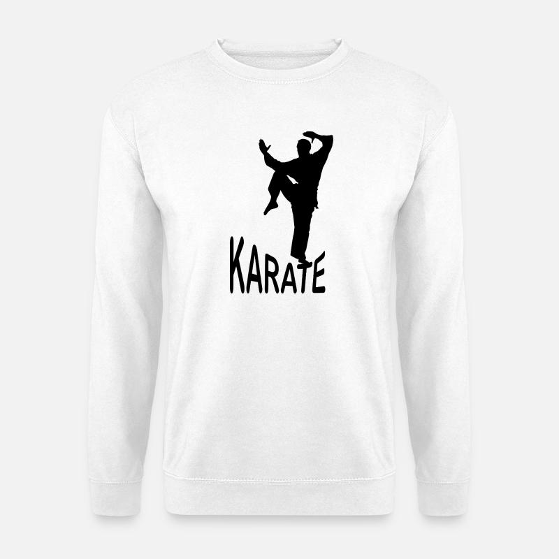 Karate Silhouette – Kiai-Pose | Minimal Dojo Desig - Unisex Pullover - Weiß