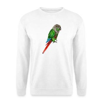 Aquarelle d’une perruche aux joues vertes - Sweat-shirt Unisexe - blanc - Devant