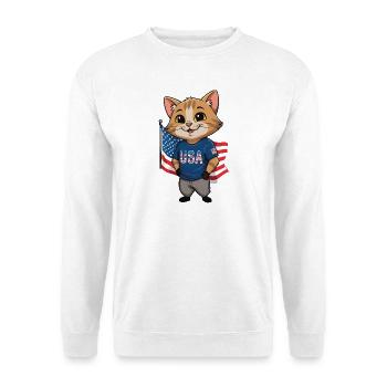 Chat de dessin animé patriotique avec drapeau américain - Sweat-shirt Unisexe - blanc - Devant