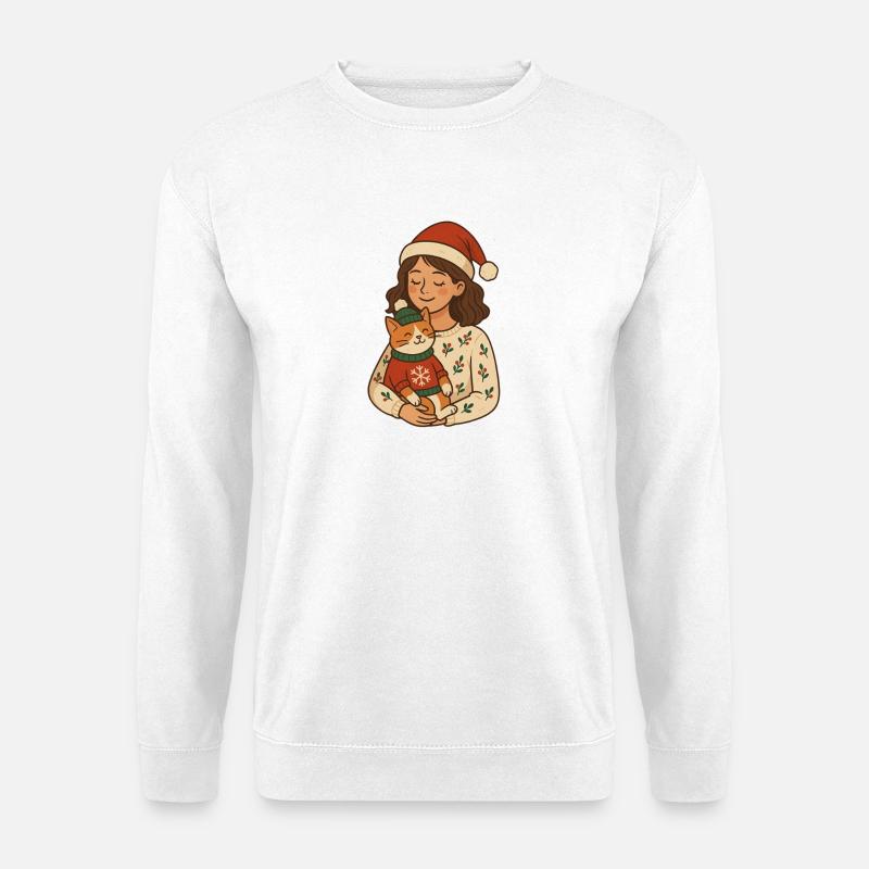 Winterkuschel Katze Herz - Unisex Pullover - Weiß