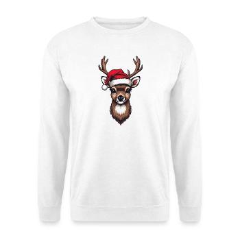 Rentier Santa Hut Motiv - Unisex Pullover - Weiß - Vorne