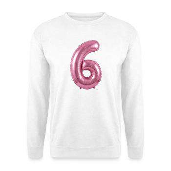 6. Geburtstag Shirt, Pinker Ballon Helium - Unisex Pullover - Weiß - Vorne