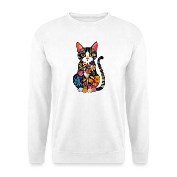 Blütenkatze Farbexplosion - Unisex Pullover - Weiß - Vorne