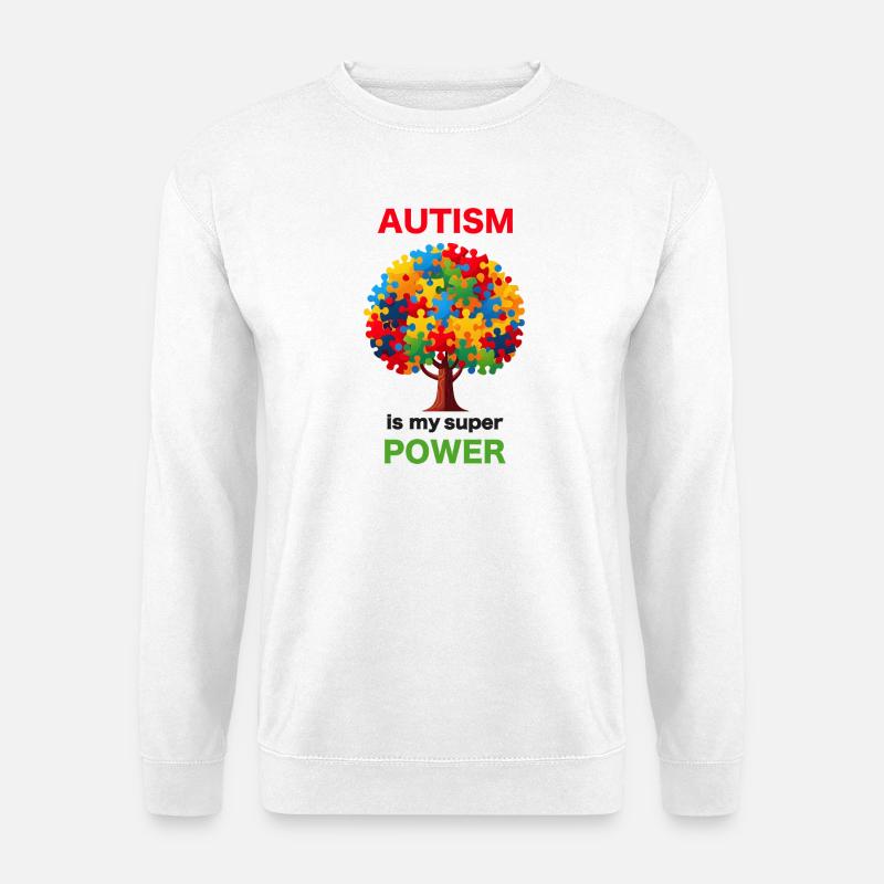 Autism Power Tree Puzzle - Unisex Sweatshirt - white