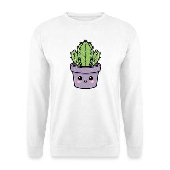 Kawaii Cactus in Purple Pot - Unisex Sweatshirt - white - Front