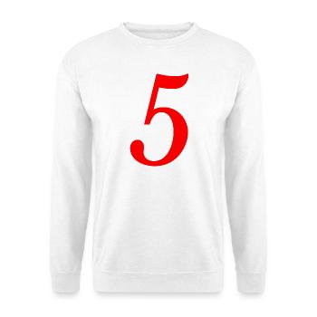 5. JUBILÄUM. 5 JAHRE. 5. JUBILÄUM. KIND - Unisex Pullover - Weiß - Vorne - Alina (178cm) & Michal (187cm)