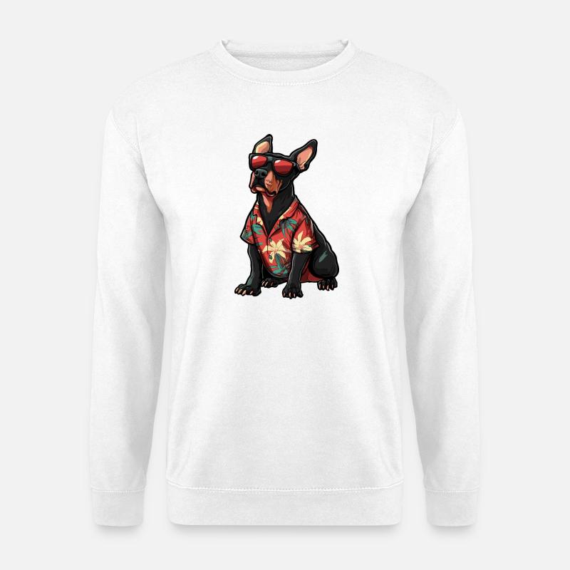 Doberman Dog Comic Vacation - Unisex Sweatshirt - white