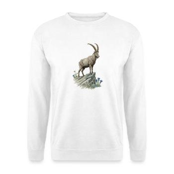Alpine Capricorn Edelweiss Mountain Animal Nature Motif - Unisex Sweatshirt - white - Front