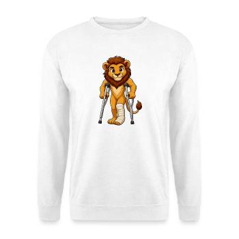 Kämpferlöwe mit Krücken - Unisex Pullover - Weiß - Vorne