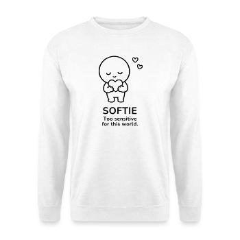 Softie – Too Sensitive | Sensitive Soul Mood - Unisex Pullover - Weiß - Vorne - Alina (178cm) & Michal (187cm)