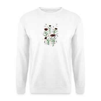 Abstrakte Wildblumen Grunge Illustration - Unisex Pullover - Weiß - Vorne