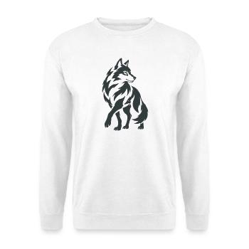 Geometrischer Wolf – Silhouette - Unisex Pullover - Weiß - Vorne