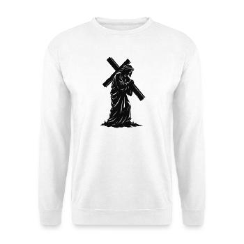 Kreuzsilhouette der Andacht - Unisex Pullover - Weiß - Vorne