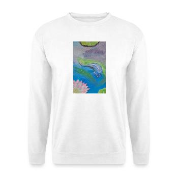 Blue tropical fish over lotus - Unisex Sweatshirt - white - Front