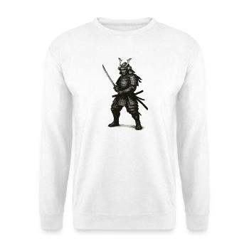 Samurai-Krieger in schwerer Rüstung - Unisex Pullover - Weiß - Vorne - Alina (178cm) & Michal (187cm)