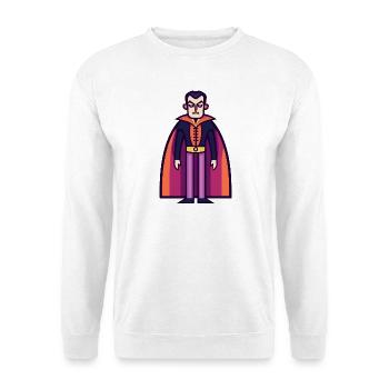 Vampir mit Umhang Halloween Symbol - Unisex Pullover - Weiß - Vorne - Alina (178cm) & Michal (187cm)