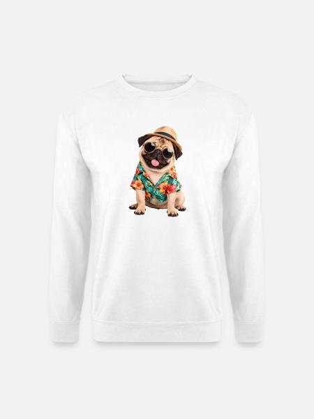Mops Hund süßer Mops niedlicher Mops - Unisex Pullover - Weiß