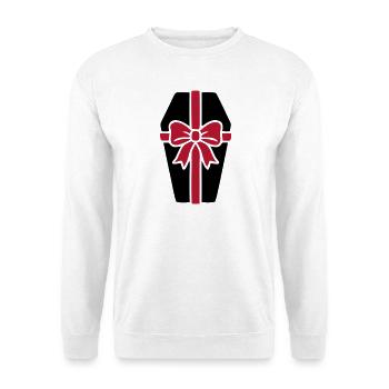 Sarg Geschenkbox Schleife Icon - Unisex Pullover - Weiß - Vorne - Alina (178cm) & Michal (187cm)