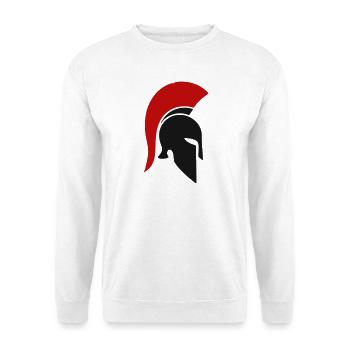 Spartanischer Rotplume Helm - Unisex Pullover - Weiß - Vorne - Alina (178cm) & Michal (187cm)