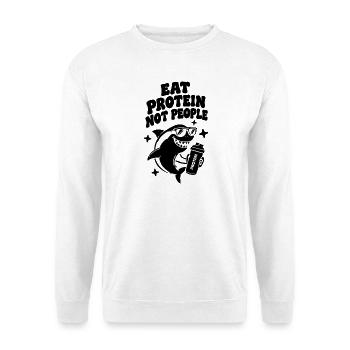 Shark Gym Tshirt Funny - Unisex Pullover - Weiß - Vorne - Alina (178cm) & Michal (187cm)