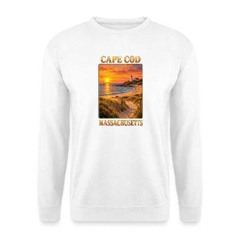 Cape Cod Leuchtturm Strand Sonnenuntergang USA - Unisex Pullover - Weiß - Vorne - Alina (178cm) & Michal (187cm)