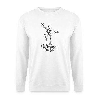 Tanzende Skelett-Halloween-Kostüm - Unisex Pullover - Weiß - Vorne - Alina (178cm) & Michal (187cm)