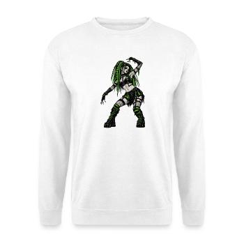 Neon-Gothic Punk Cyberlook - Unisex Pullover - Weiß - Vorne - Alina (178cm) & Michal (187cm)