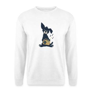 Süßer Hund mit Radio - Unisex Pullover - Weiß - Vorne - Alina (178cm) & Michal (187cm)