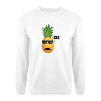 Annanas_Spruch-_Nope - Unisex Pullover - Weiß - Vorne - Alina (178cm) & Michal (187cm)