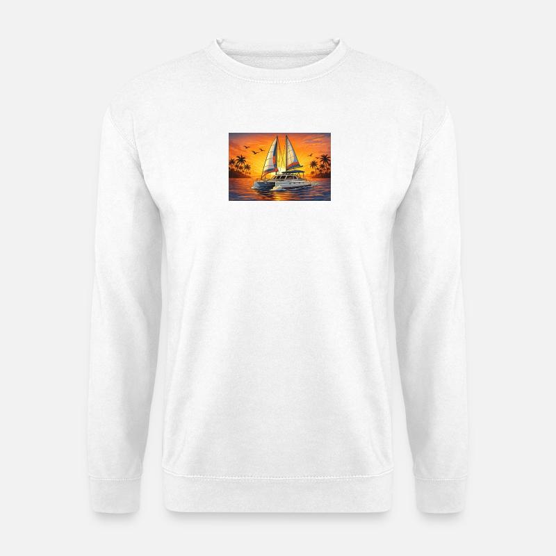 Katamaran Catamaran Sunset Fun - Unisex Pullover - Weiß