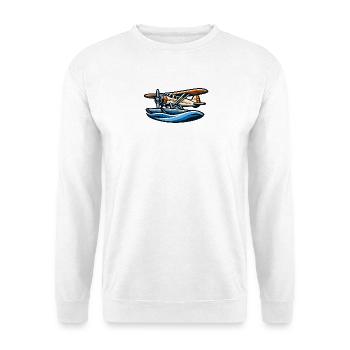 Retro Seaplane Over Waves - Unisex Sweatshirt - white - Front