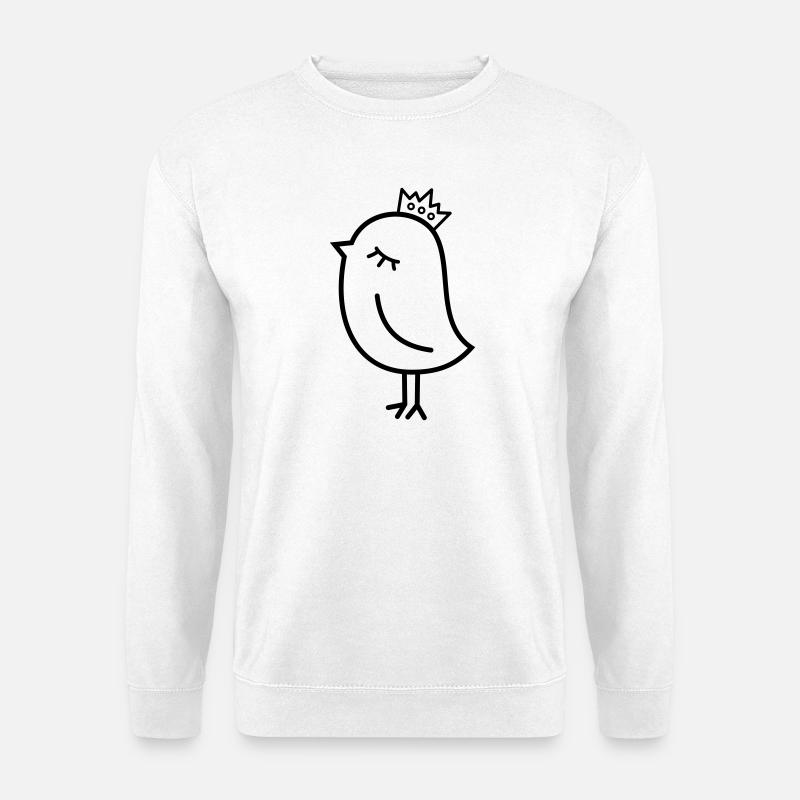 Spatz mit Krone – Niedlicher Vogel Cartoon Motiv - Unisex Pullover - Weiß