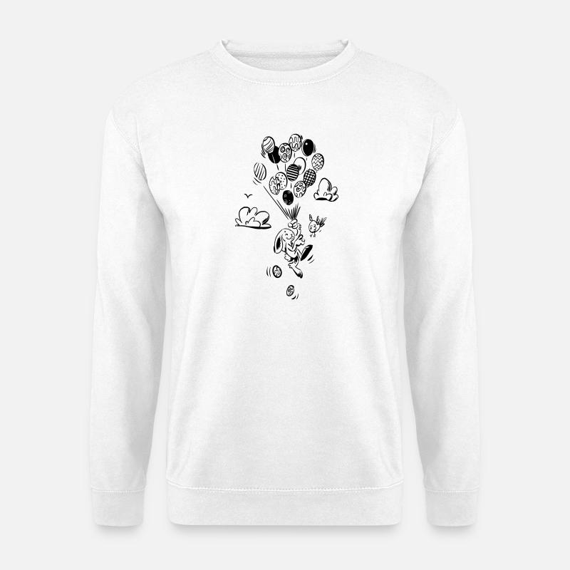 Fliegender Hase mit Luftballons - Unisex Pullover - Weiß