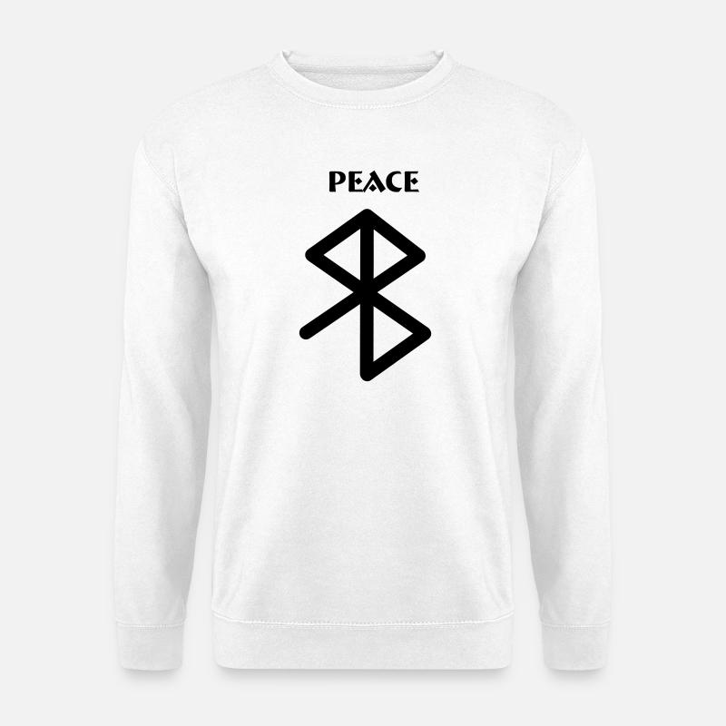 Peace Viking Runen mit Text PEACE - Unisex Pullover - Weiß