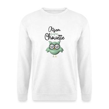 Atsem super chouette verte 3D - Sweat-shirt Unisexe - blanc - Devant