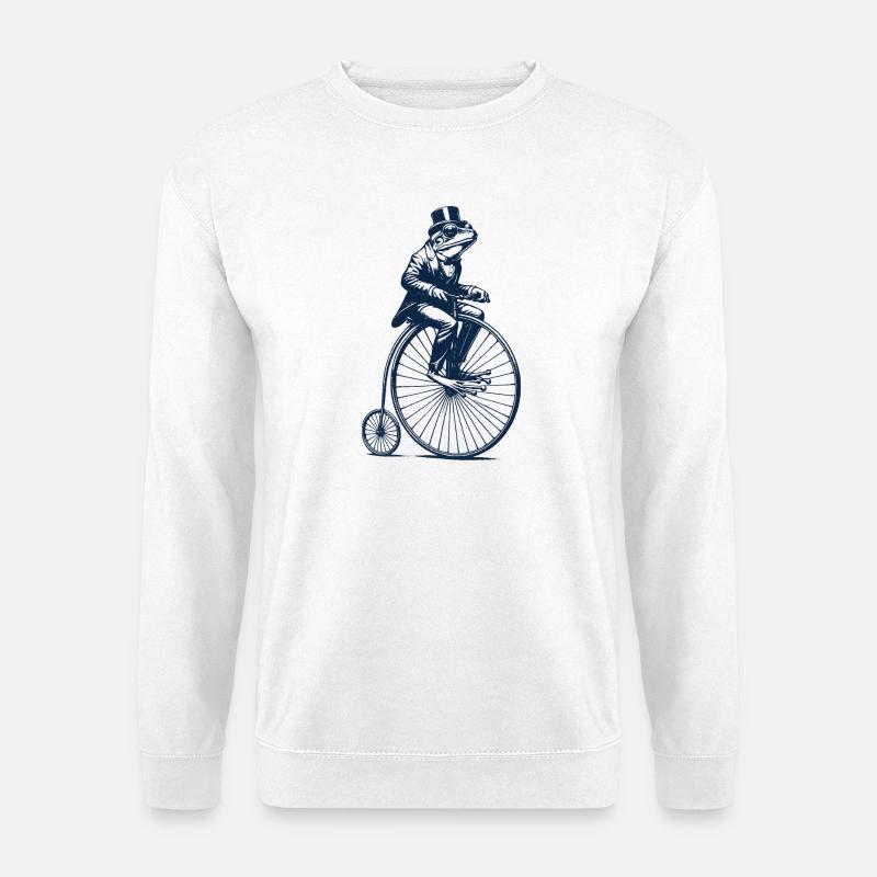 Frosch auf Hochrad - Unisex Pullover - Weiß